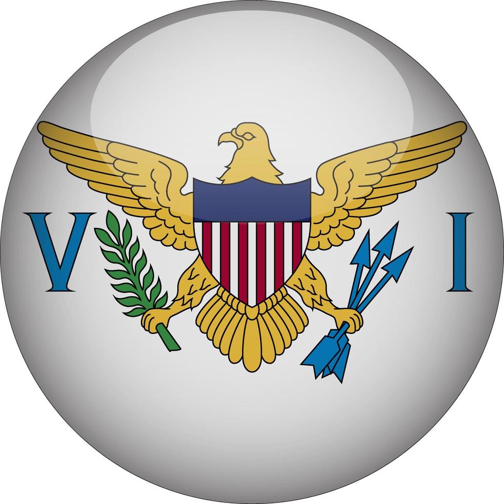 American Virgin Islands 3D Rounded National Flag Button Icon vector