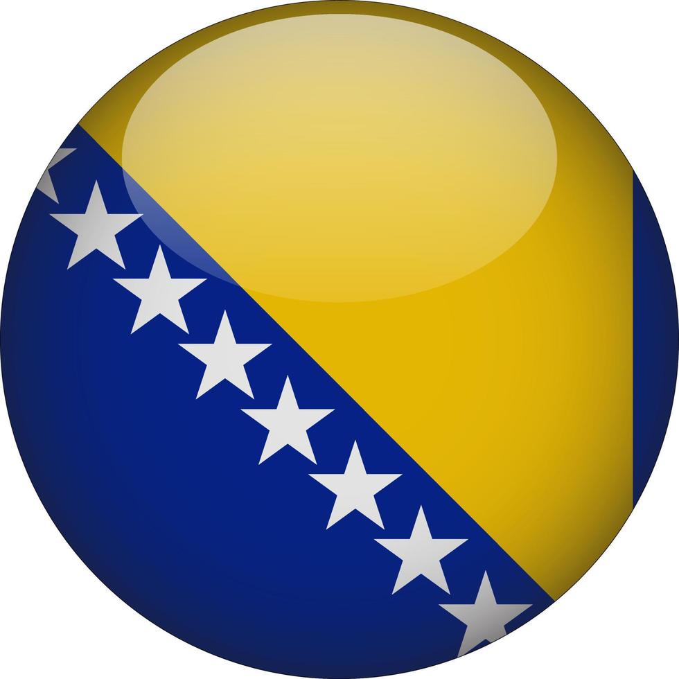 Bosnia and Herzegovina 3D Rounded National Flag Button Icon Illustration vector