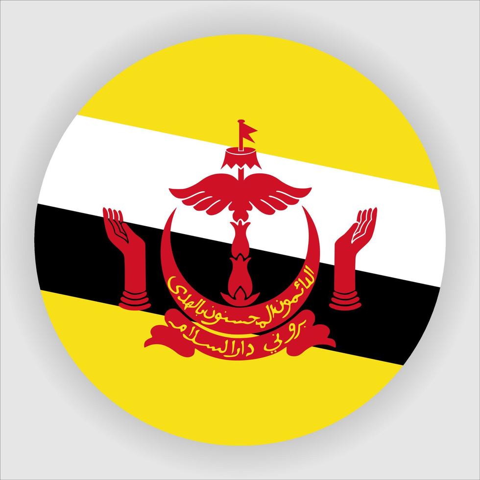 Brunei Flat Rounded National Flag Icon Vector