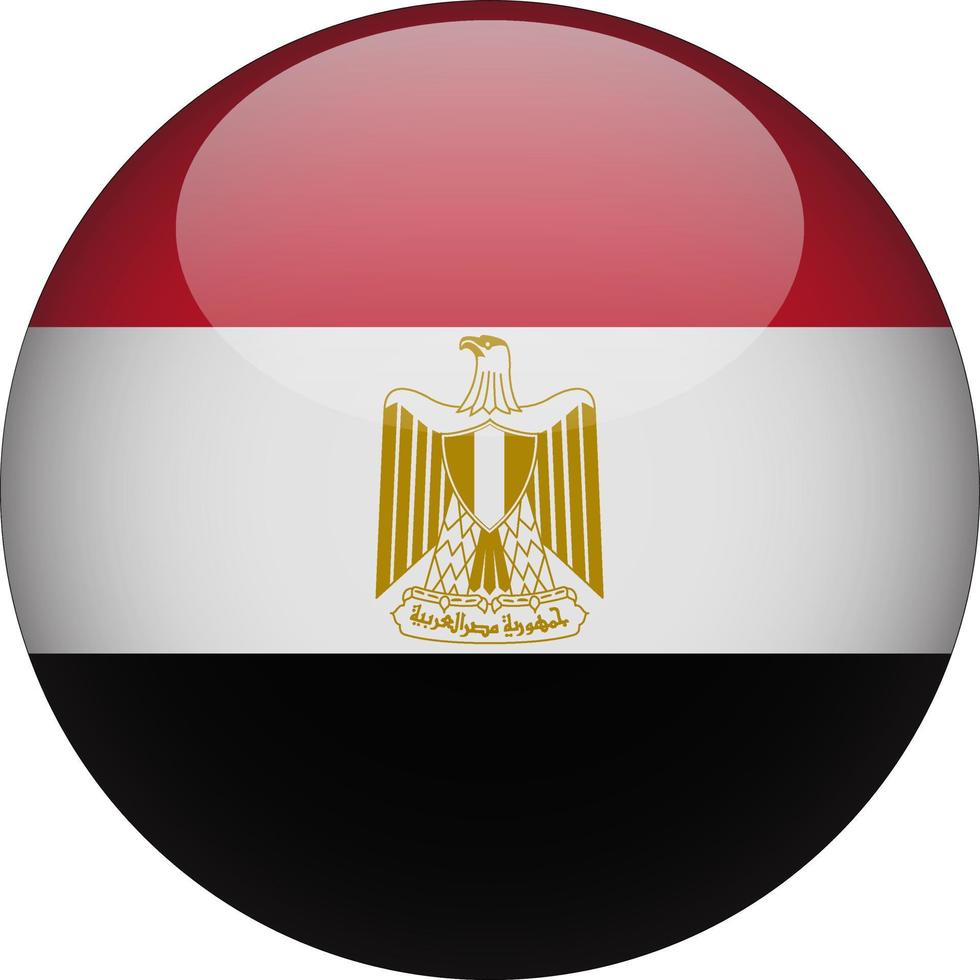 Egypt 3D Rounded National Flag Button Icon Illustration vector