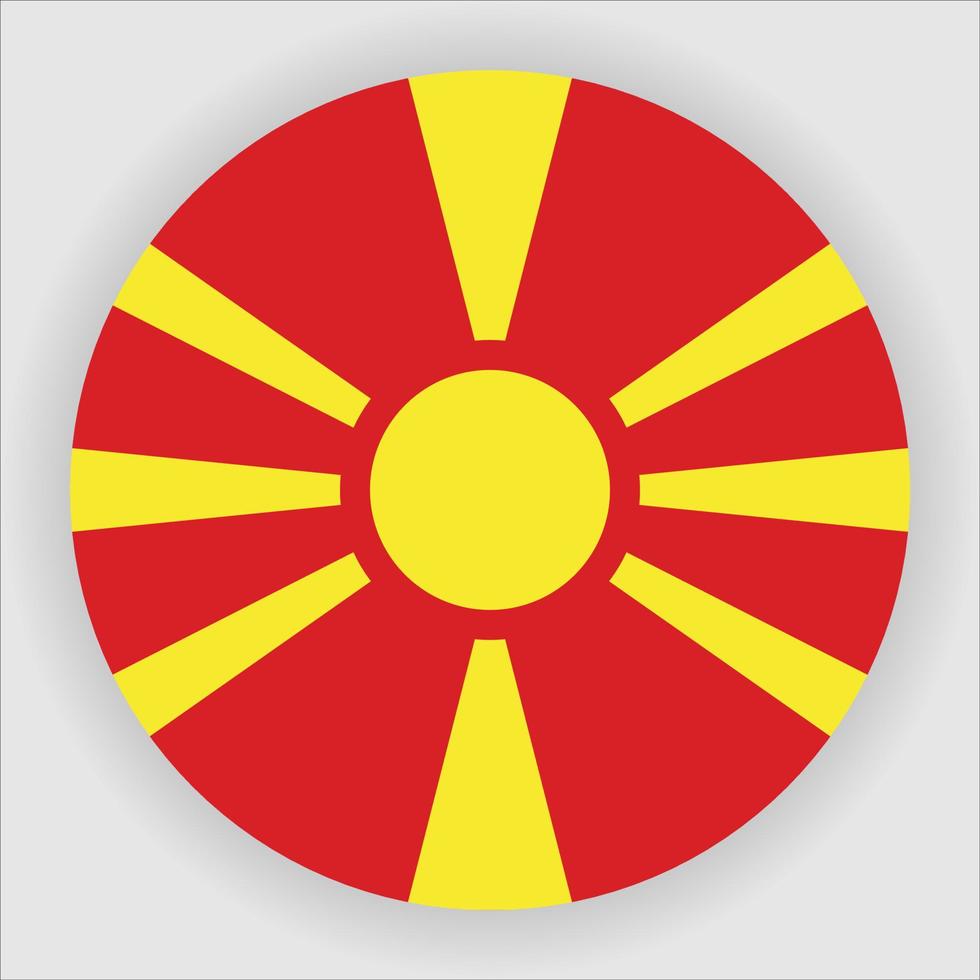 vector de icono de bandera nacional redondeada plana de macedonia del norte