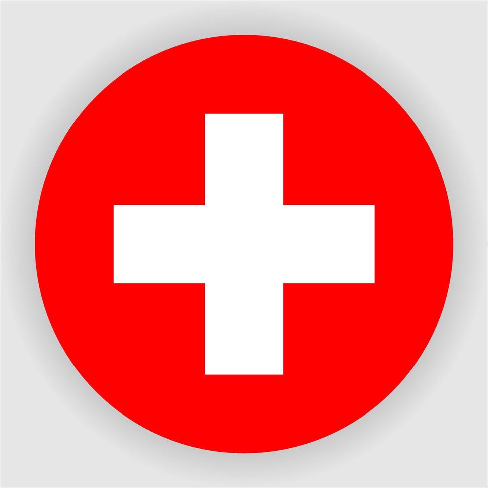 Switzerland Flat Rounded National Flag Icon Vector