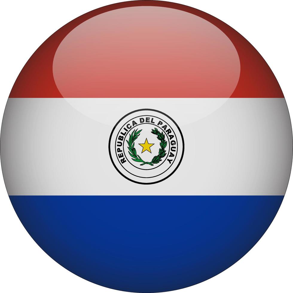 Paraguay 3d icono de botón de bandera nacional redondeada vector