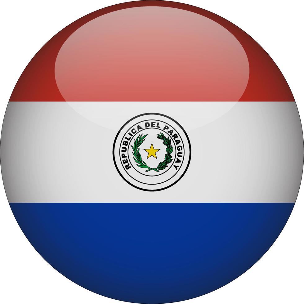 Paraguay 3D Rounded National Flag Button Icon vector
