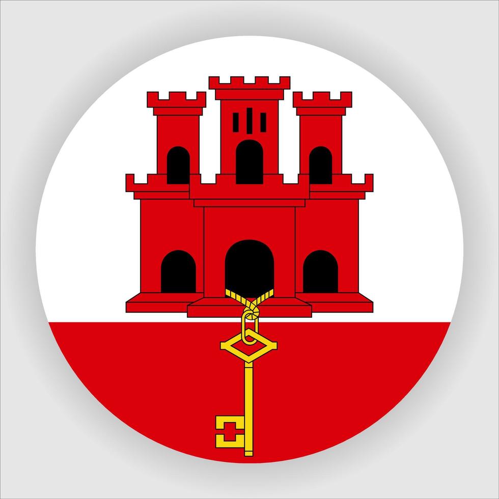 vector de icono de bandera nacional redondeada plana de gibraltar