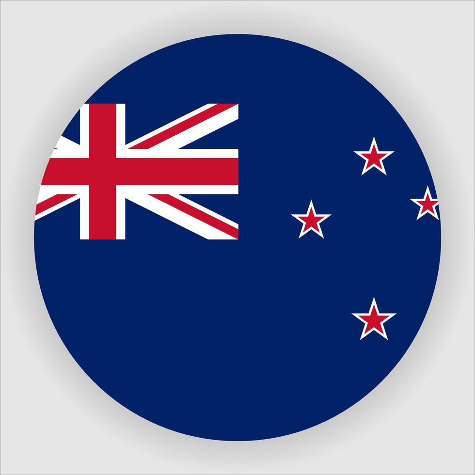 New Zealand Flat Rounded National Flag Icon Vector