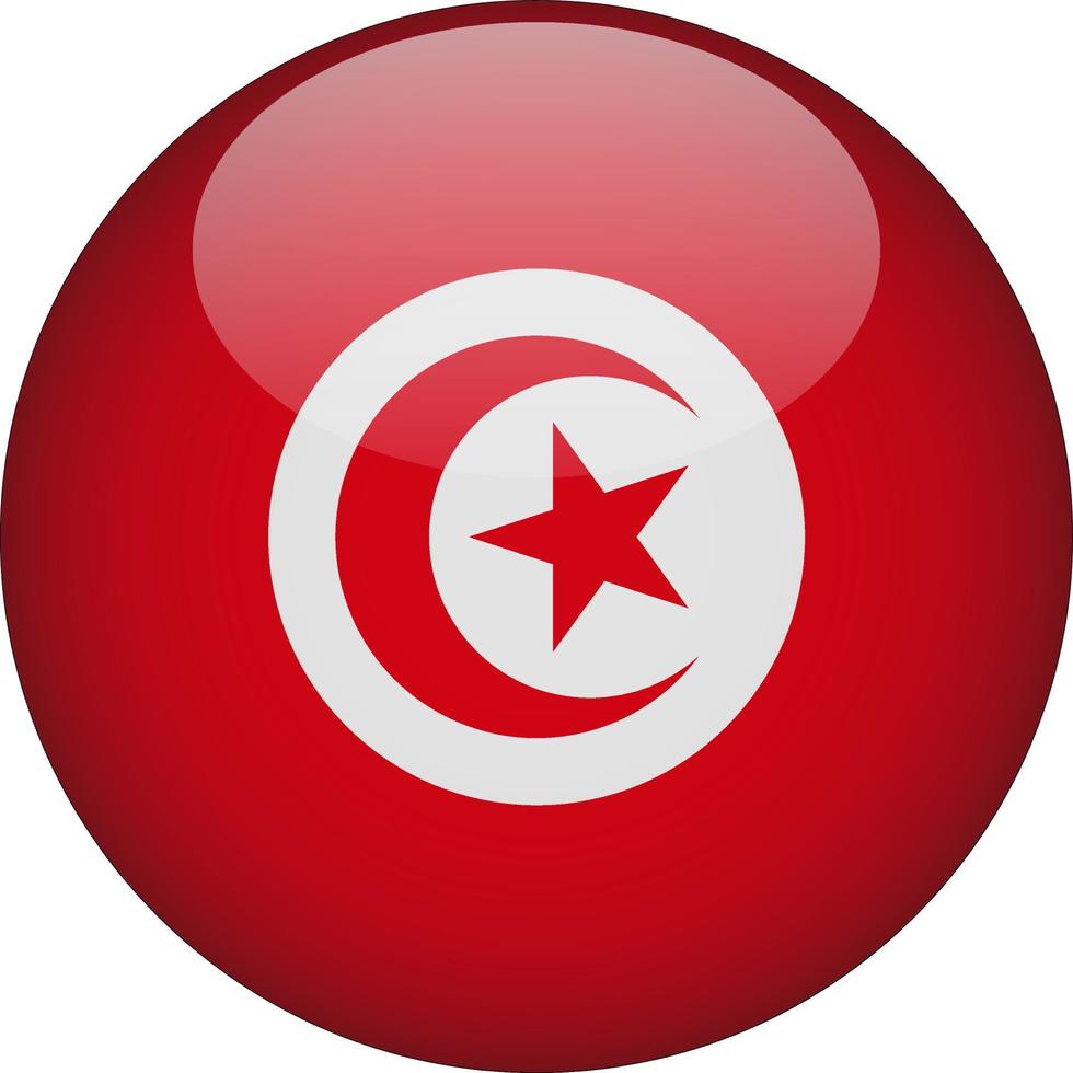 Tunisia 3D Rounded National Flag Button Icon vector