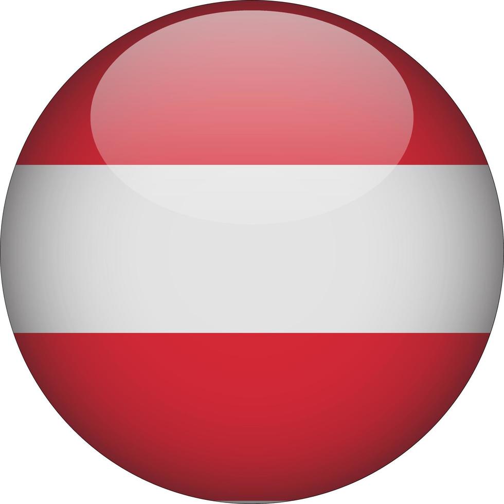 Austria 3D Rounded National Flag Button Icon Illustration vector