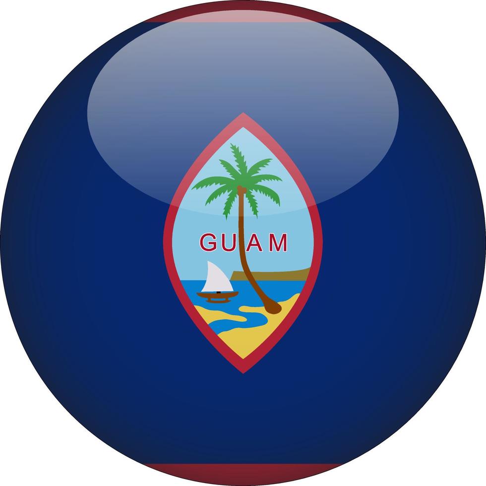 Guam 3D Rounded National Flag Button Icon Illustration vector