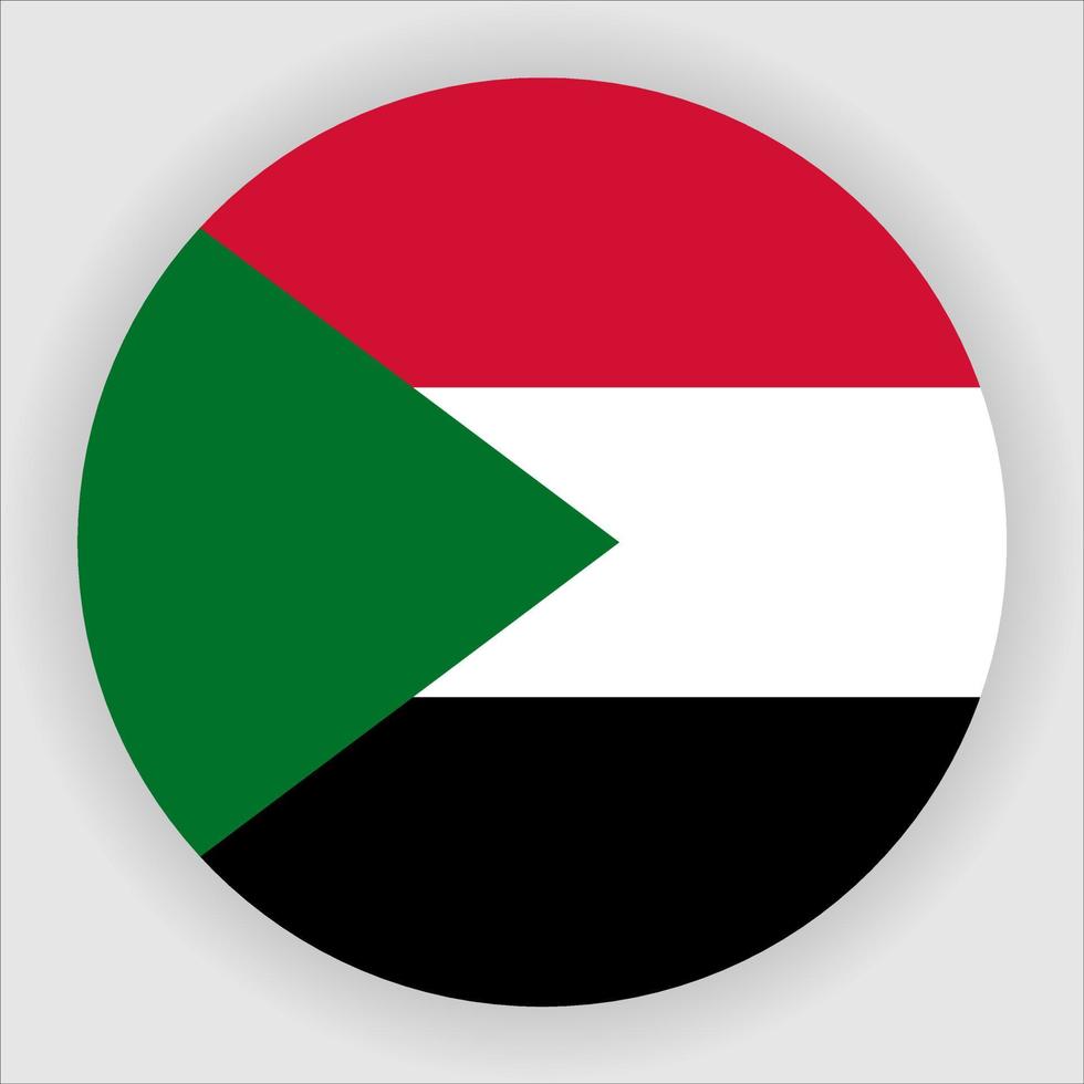 vector de icono de bandera nacional redondeada plana de Sudán