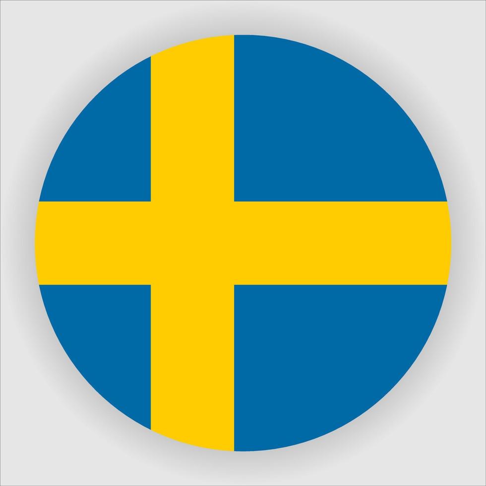 Sweden Flat Rounded National Flag Icon Vector