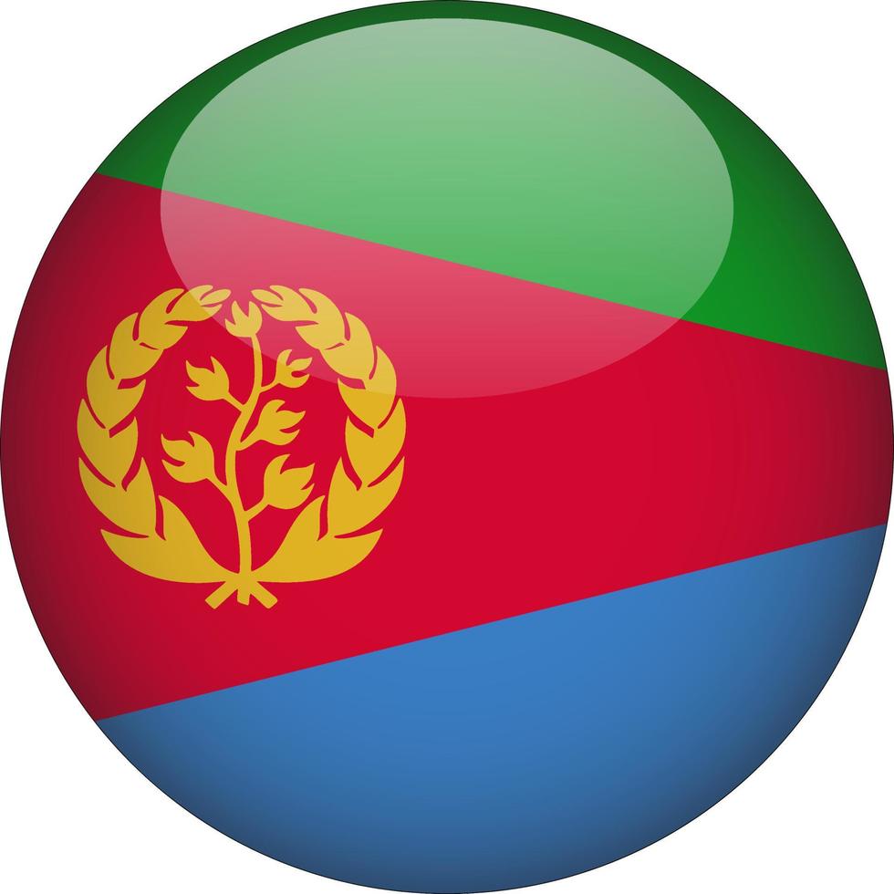 Eritrea 3D Rounded National Flag Button Icon Illustration vector