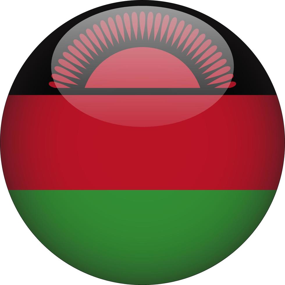 Malawi 3D Rounded National Flag Button Icon Illustration vector