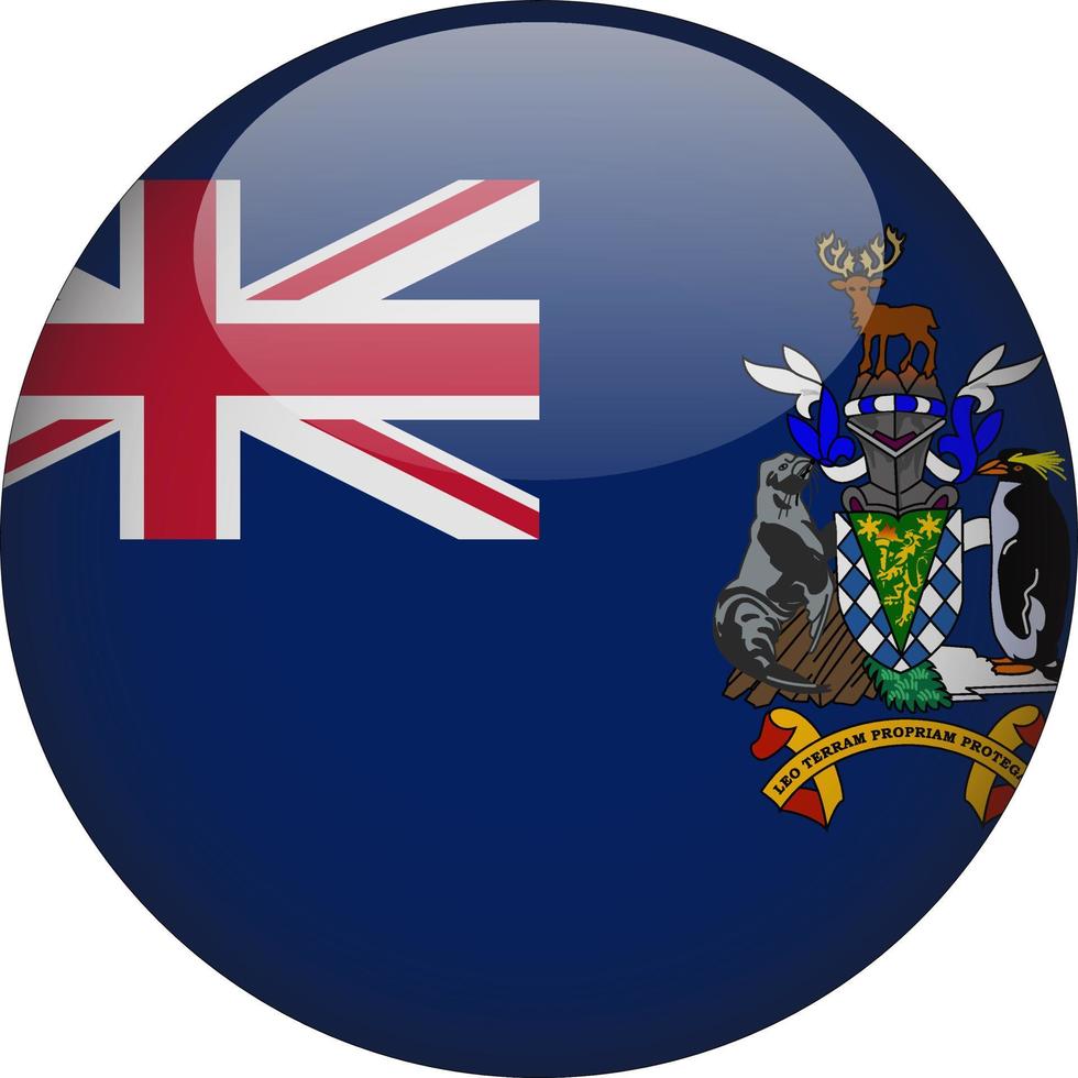 South Georgia and the South Sandwich Islands 3D Rounded National Flag Button Icon vector