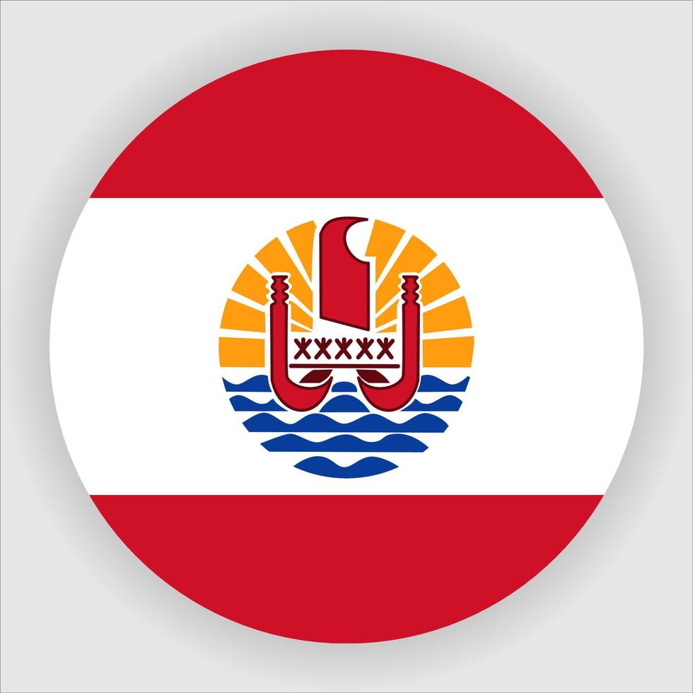 French Polynesia Flat Rounded National Flag Icon Vector
