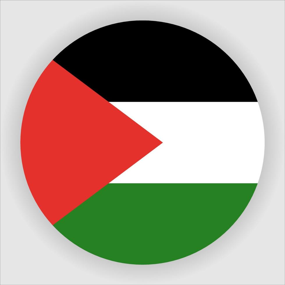 vector de icono de bandera nacional redondeada plana de Palestina