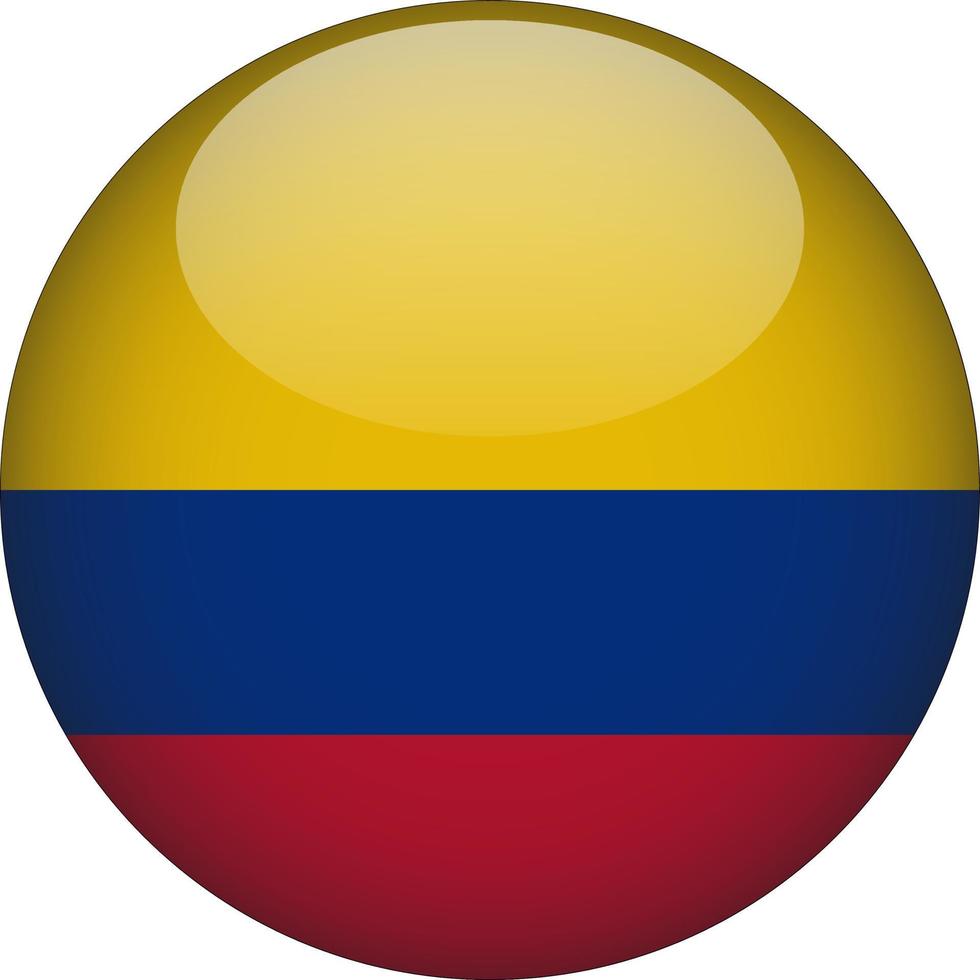 Colombia 3d redondeado bandera nacional botón icono ilustración vector