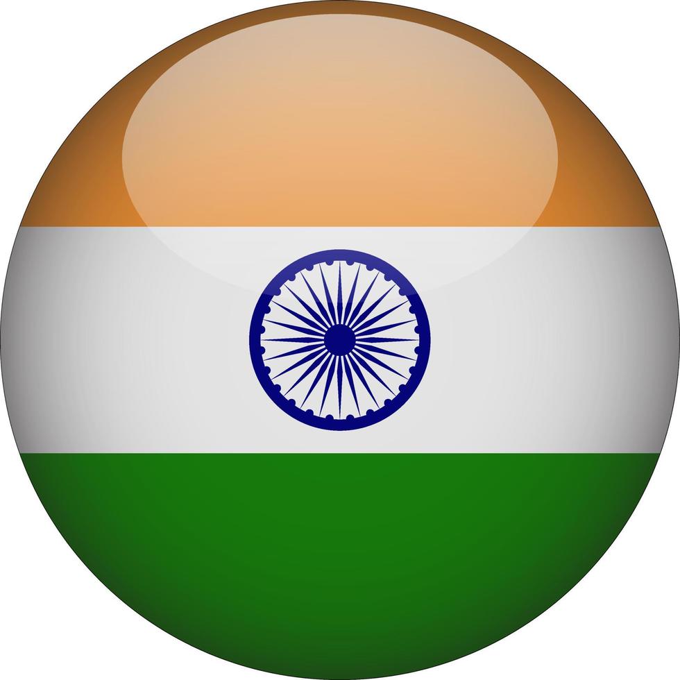 India 3D Rounded National Flag Button Icon Illustration vector