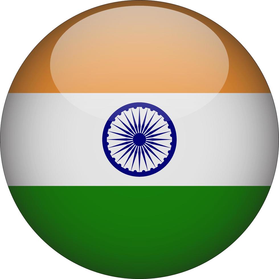 India 3D Rounded National Flag Button Icon Illustration vector