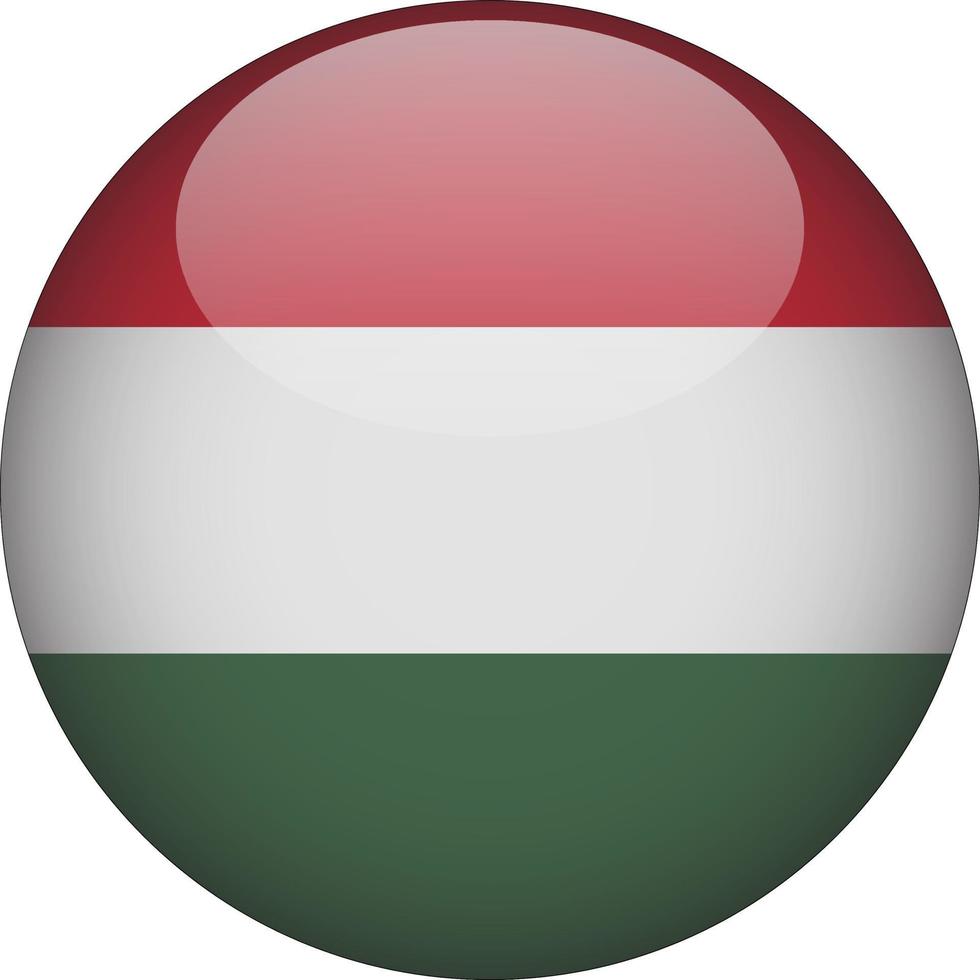 Hungary 3D Rounded National Flag Button Icon Illustration vector