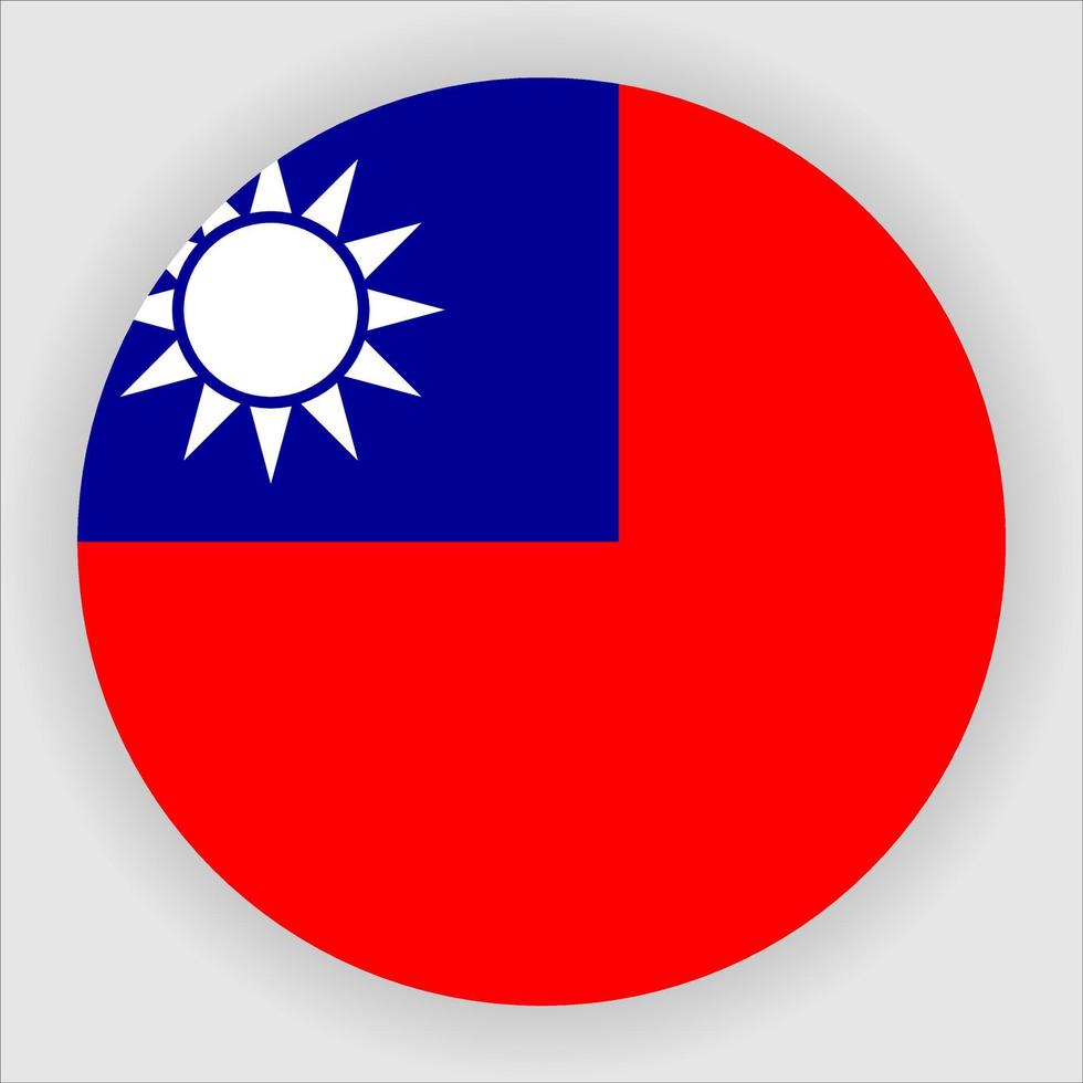 Taiwan Flat Rounded National Flag Icon Vector