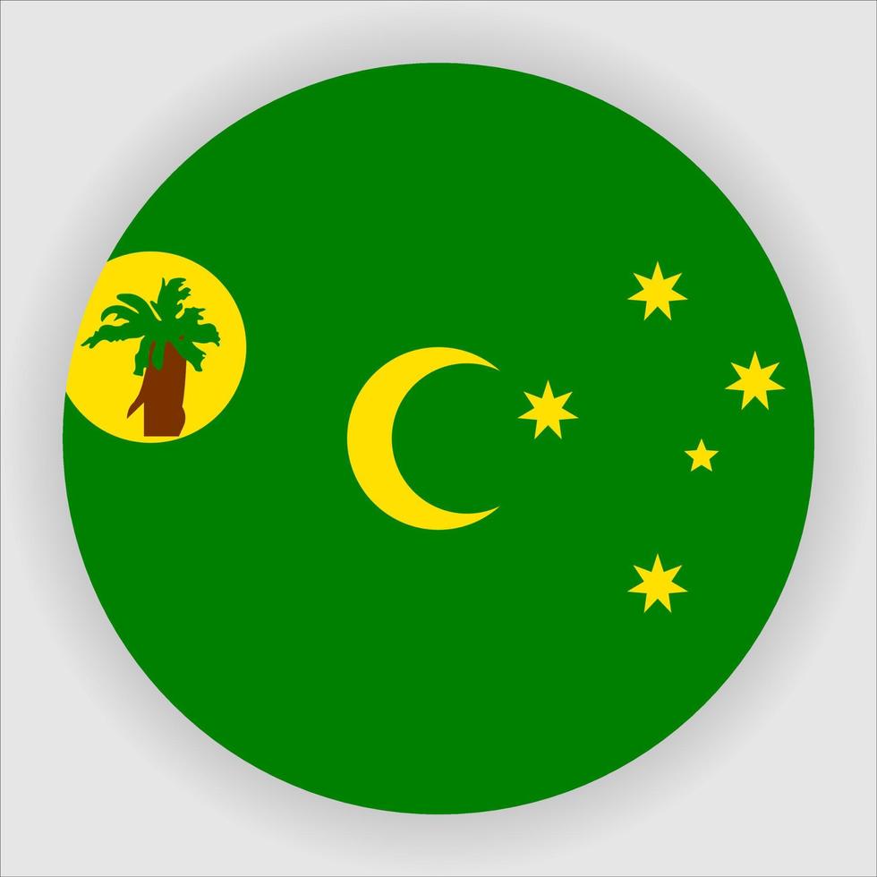 Cocos or Keeling Islands Flat Rounded National Flag Icon Vector