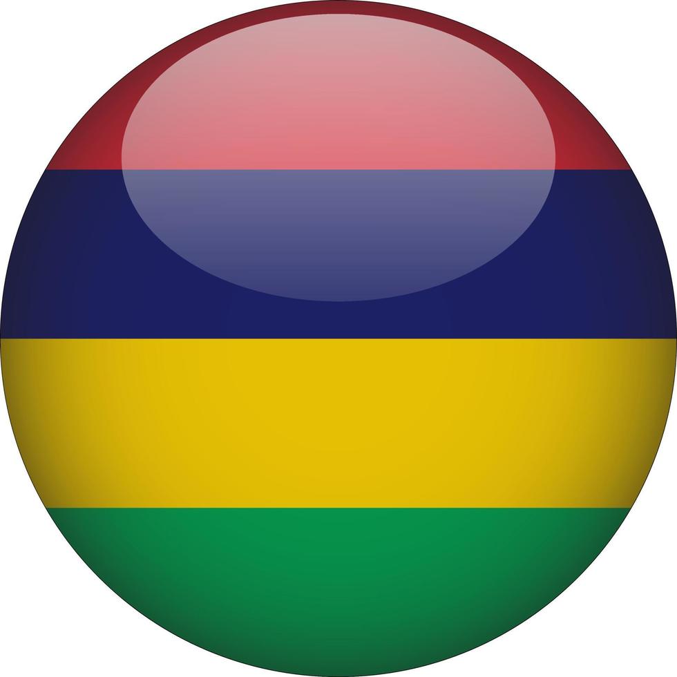 Mauritius 3D Rounded National Flag Button Icon Illustration vector