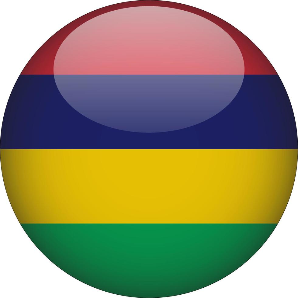 Mauritius 3D Rounded National Flag Button Icon Illustration vector