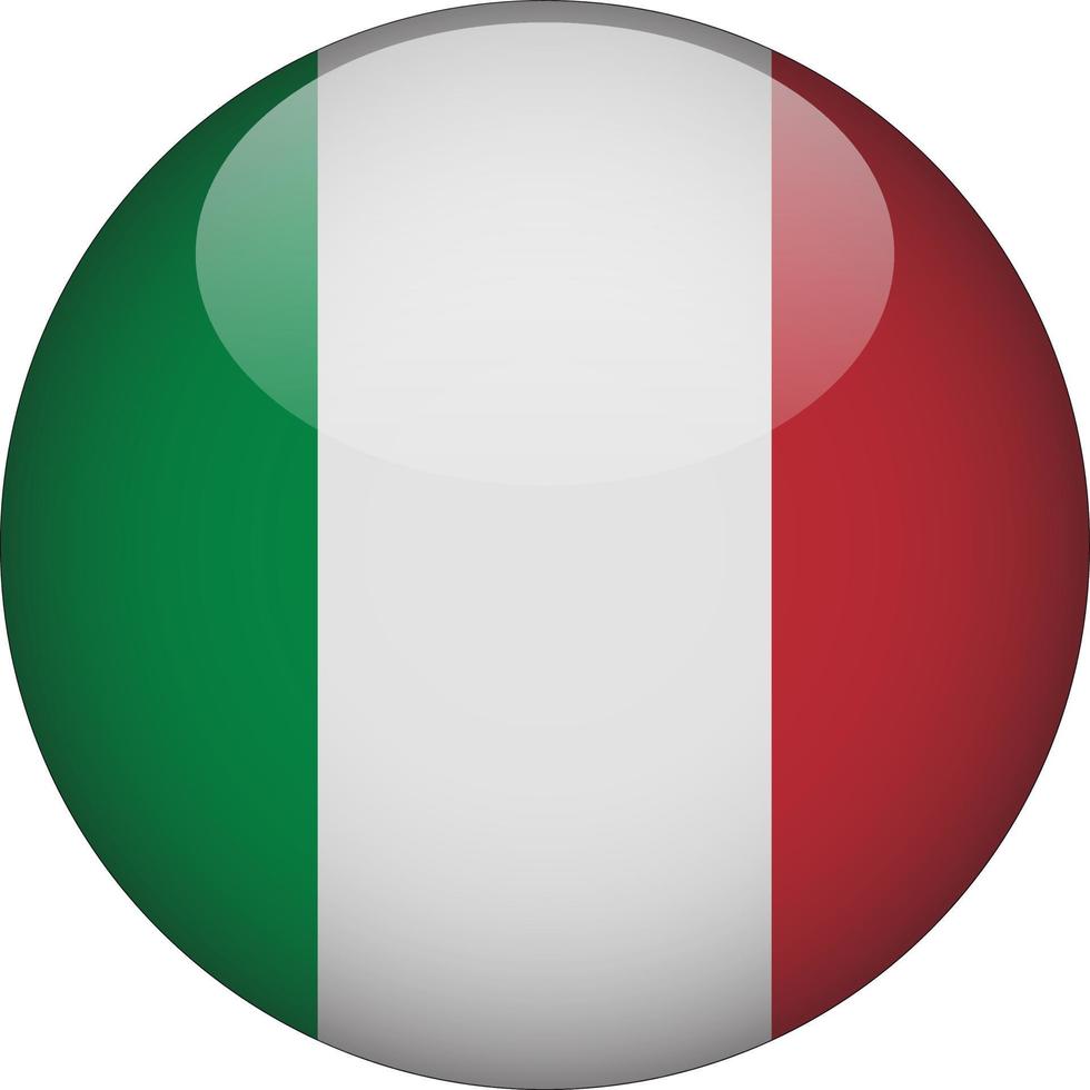 Italia 3d redondeado bandera nacional botón icono ilustración vector