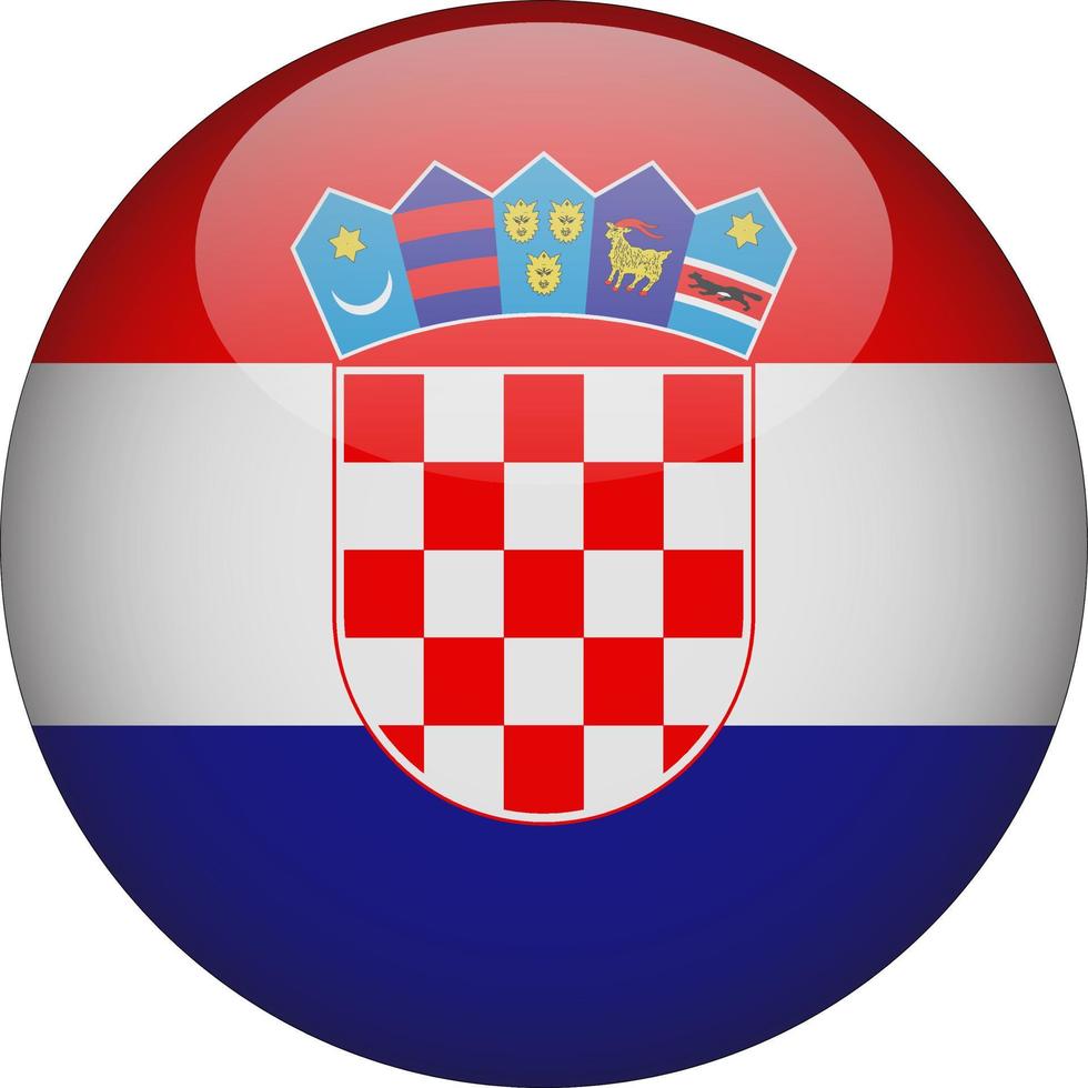Croatia 3D Rounded National Flag Button Icon Illustration vector