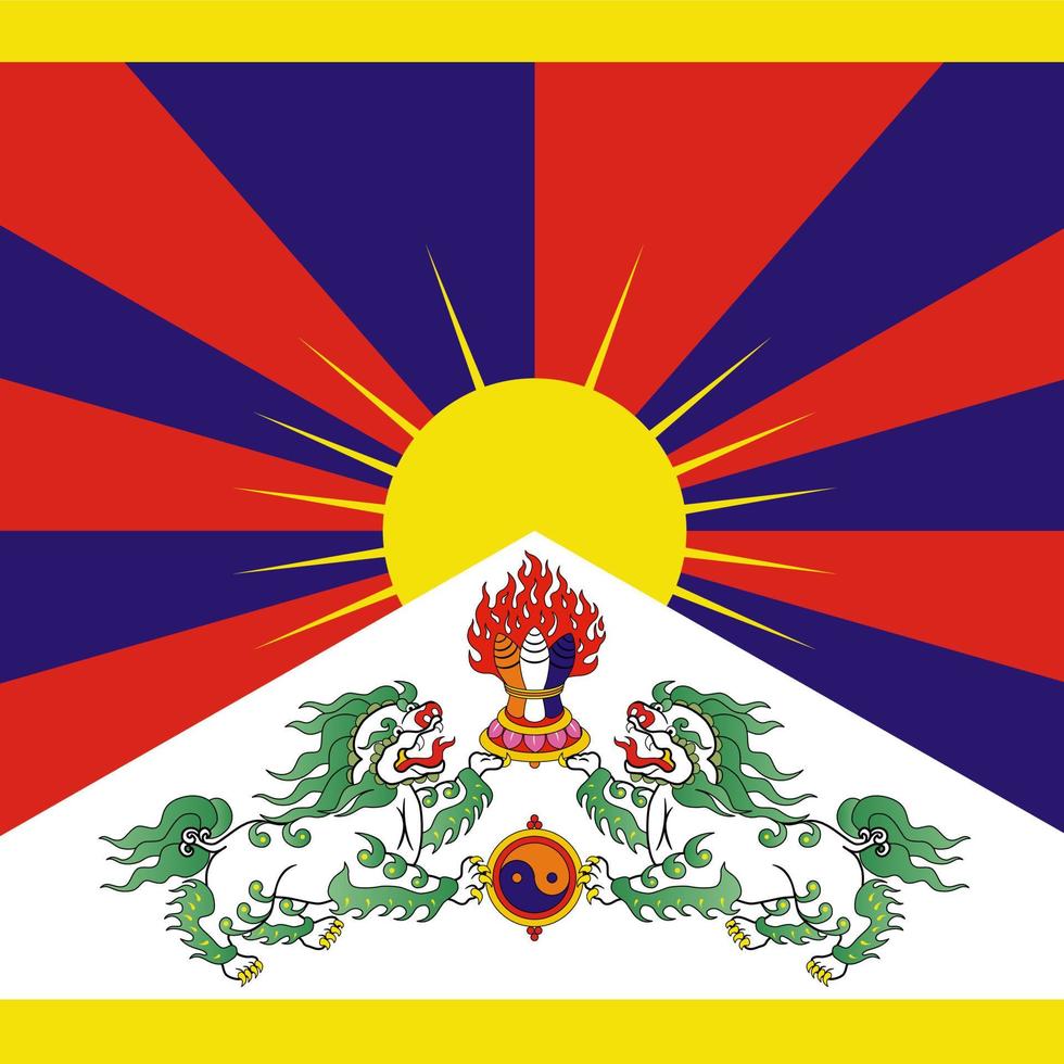 Tibet Square National Flag vector