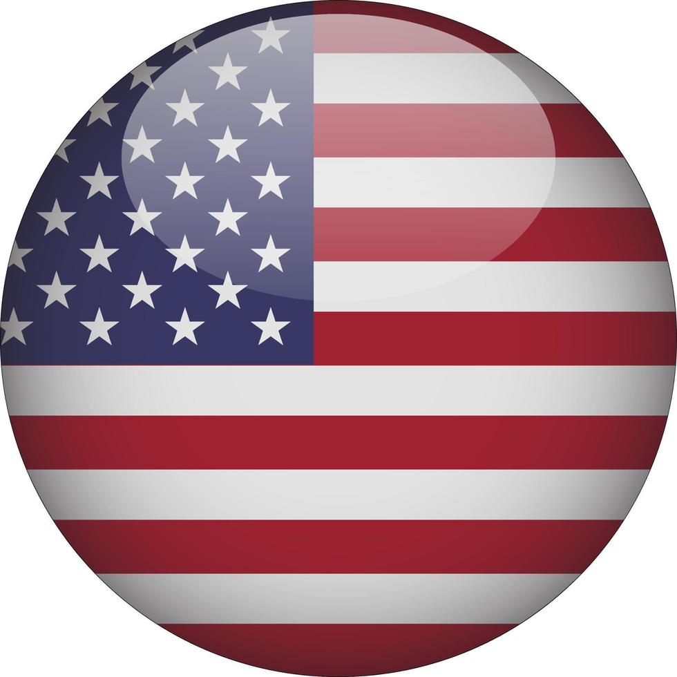 United States 3D Rounded National Flag Button Icon vector