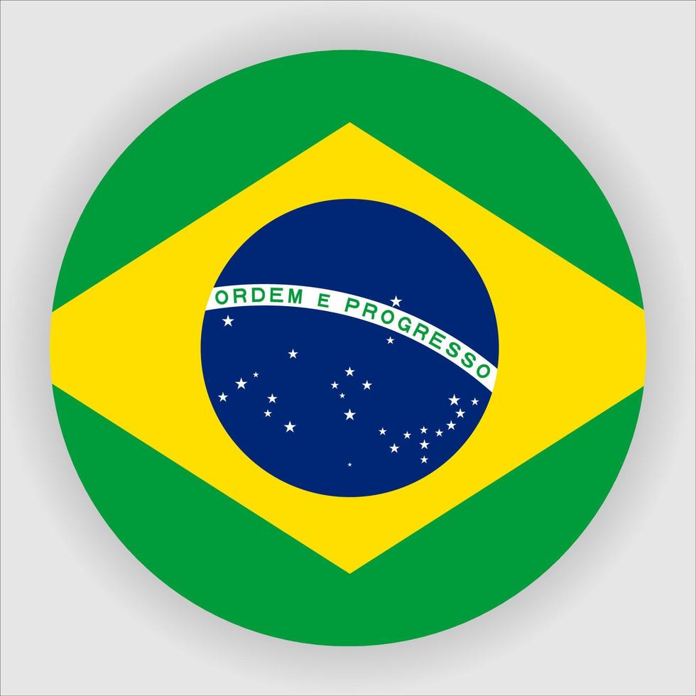 vector de icono de bandera nacional redondeada plana de Brasil