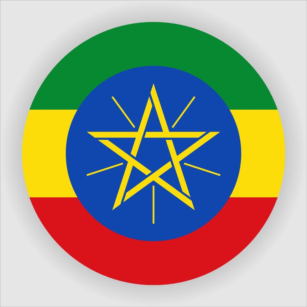 Ethiopia Flat Rounded National Flag Icon Vector