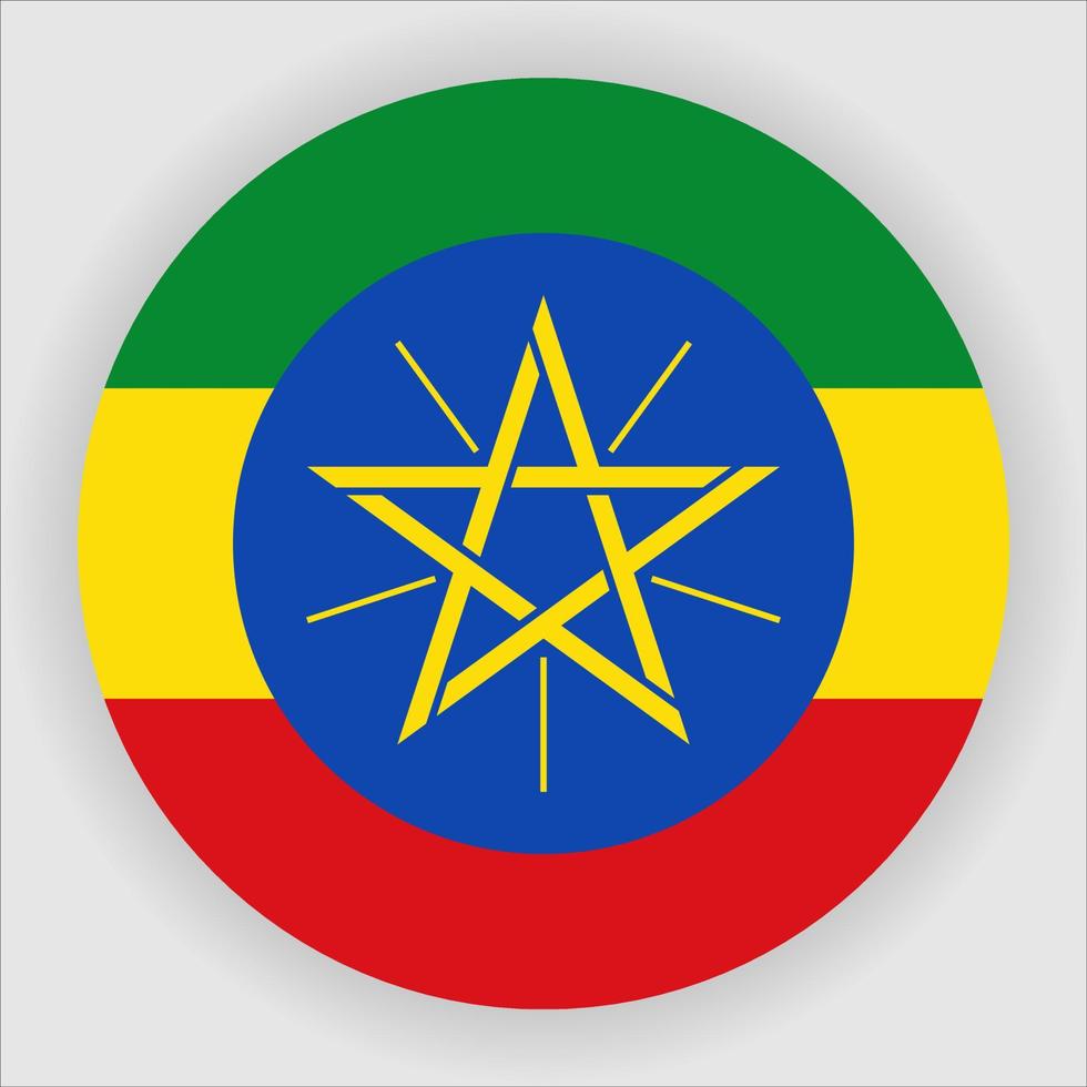 Ethiopia Flat Rounded National Flag Icon Vector