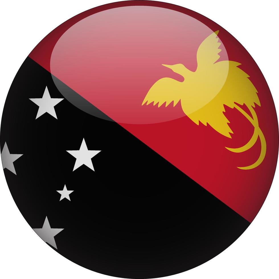 Papua New Guinea 3D Rounded National Flag Button Icon vector