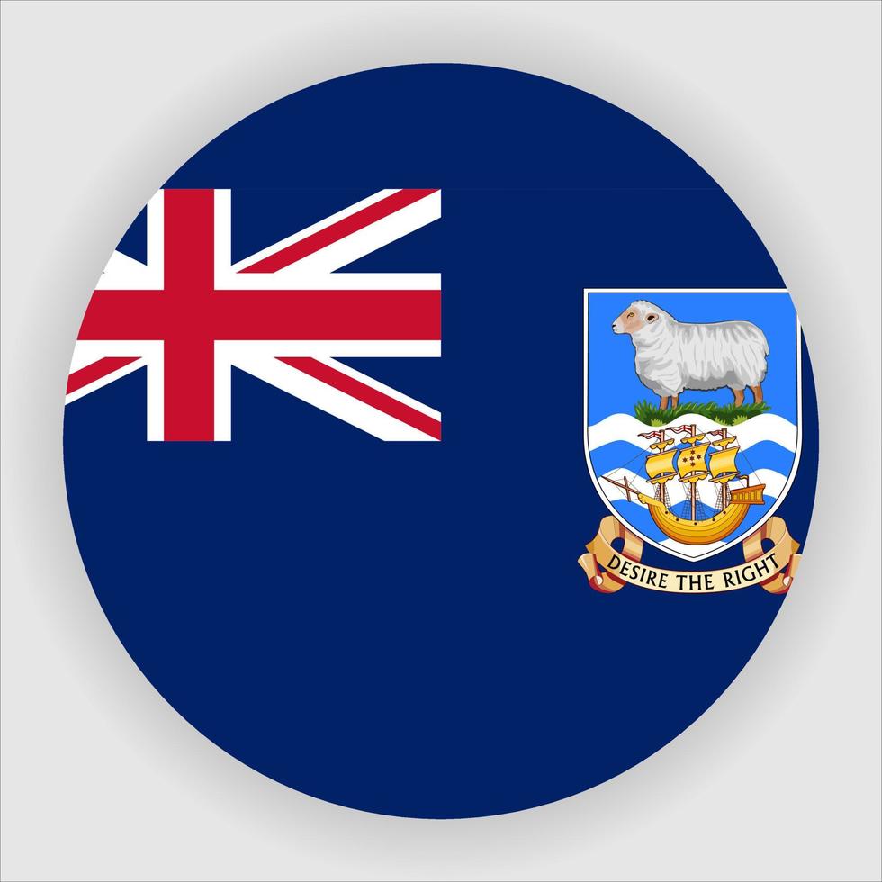vector de icono de bandera nacional redondeada plana de las islas malvinas