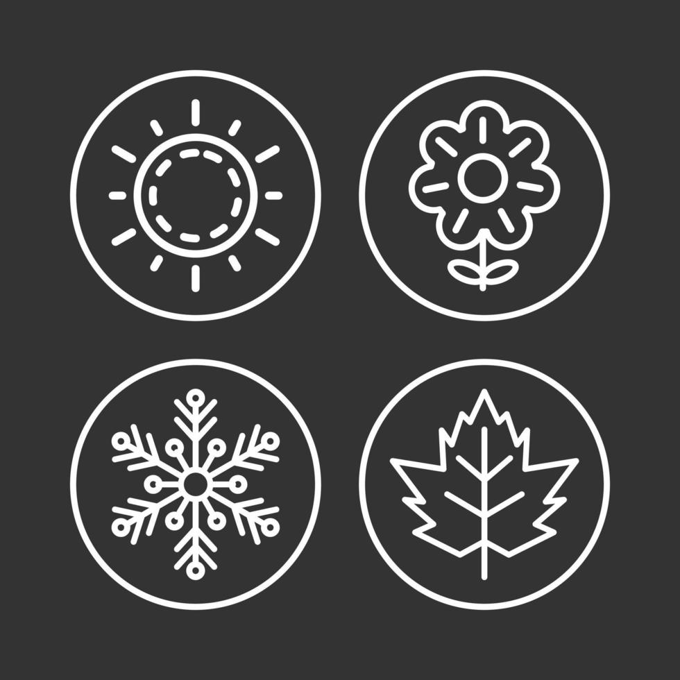 Set Collection of Four Seasons Icon - Summer, Spring, Winter and Autumn. vector