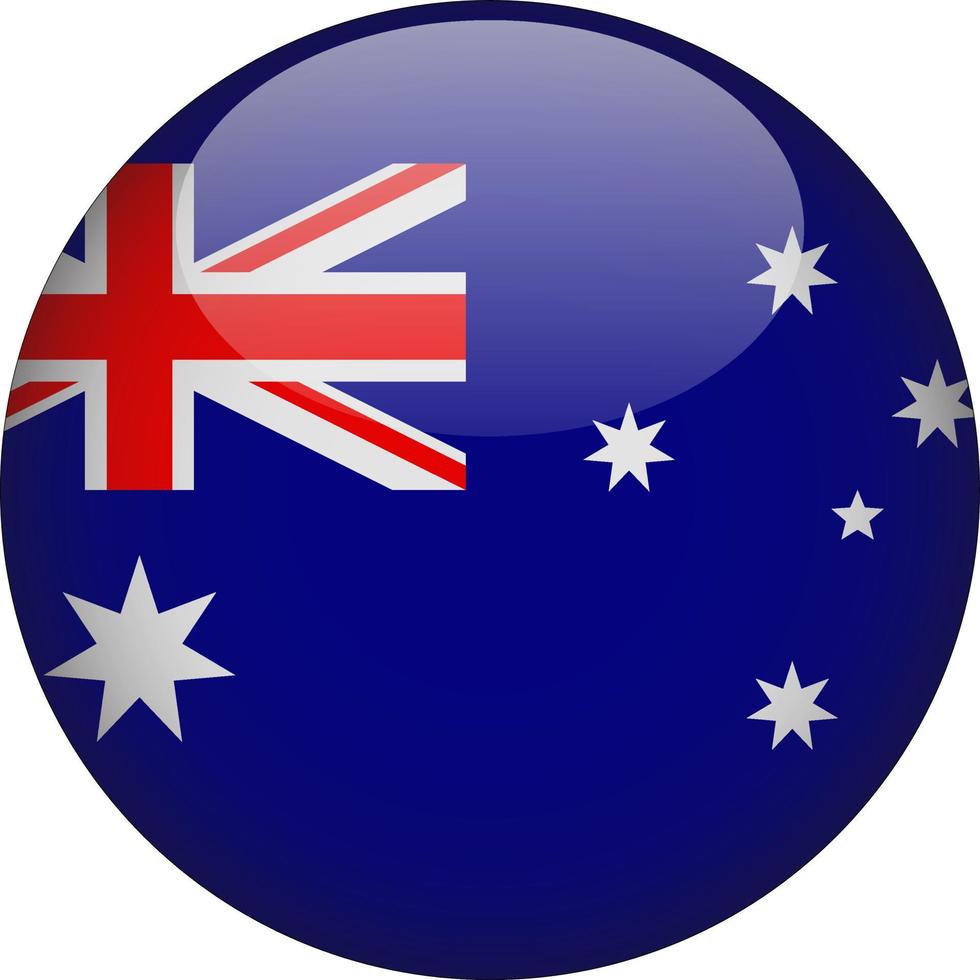 Australia 3D Rounded National Flag Button Icon Illustration vector