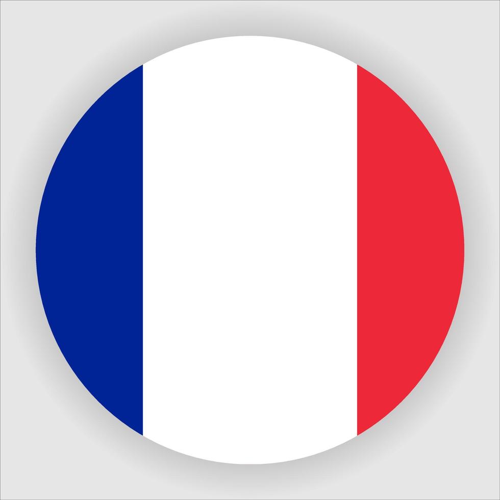 France Flat Rounded National Flag Icon Vector