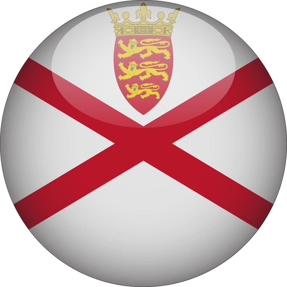 Jersey 3D Rounded National Flag Button Icon Illustration vector