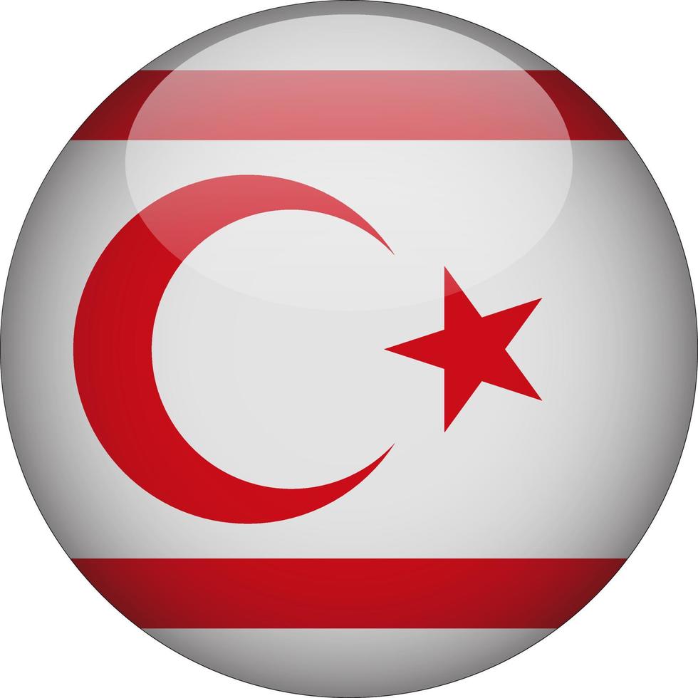 Turkish Republic of Northern Cyprus 3D Rounded National Flag Button Icon vector