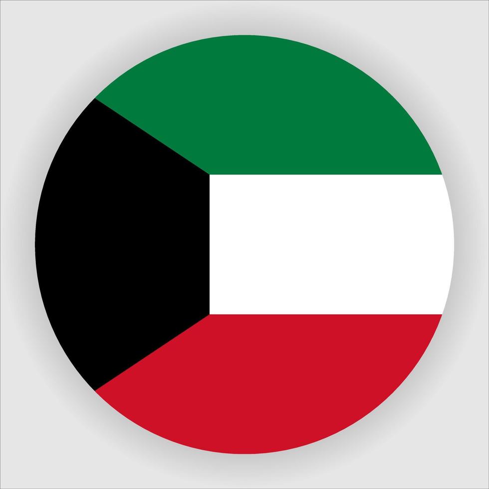 Kuwait Flat Rounded National Flag Icon Vector