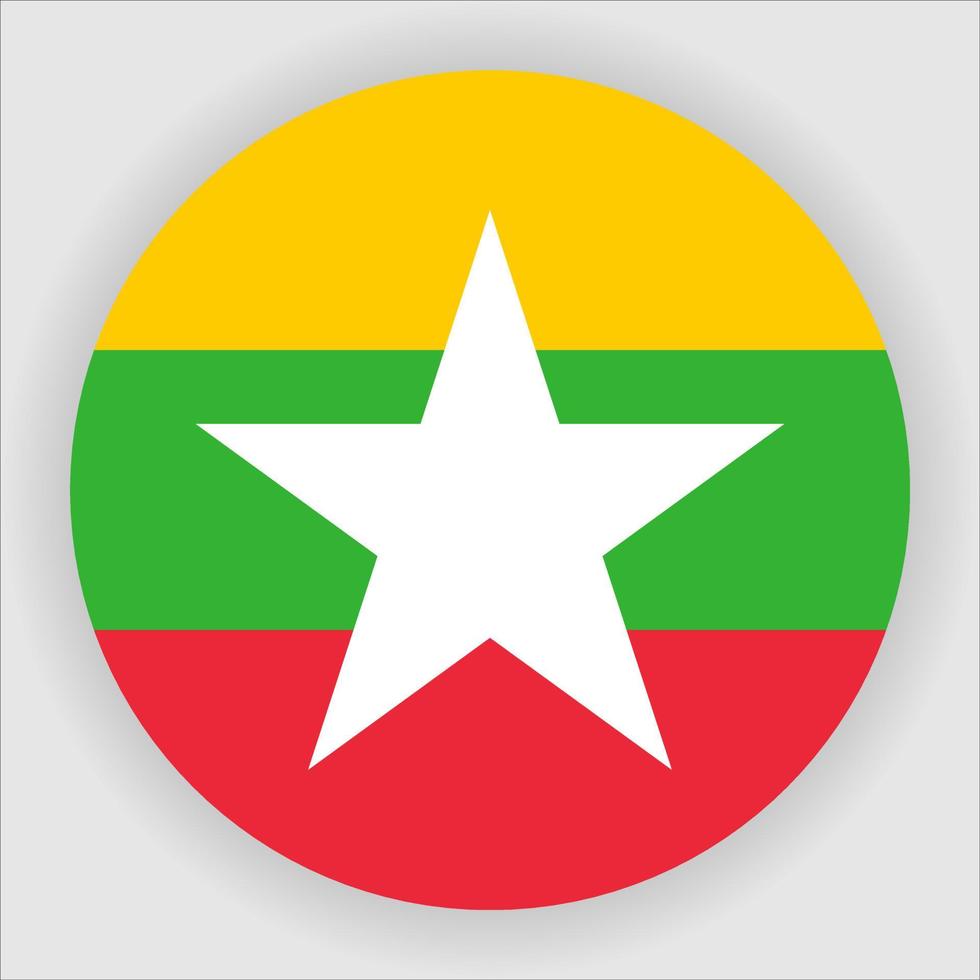 Myanmar Flat Rounded National Flag Icon Vector