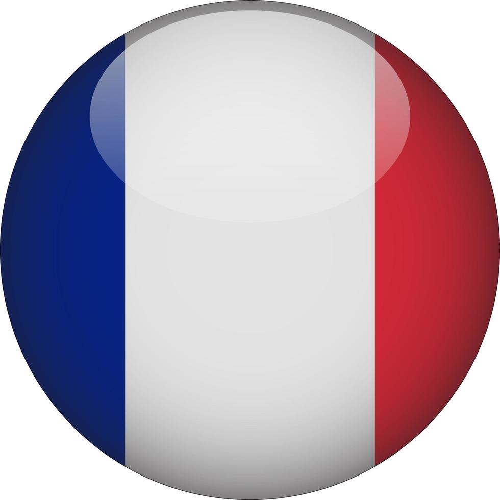 France 3D Rounded National Flag Button Icon Illustration vector