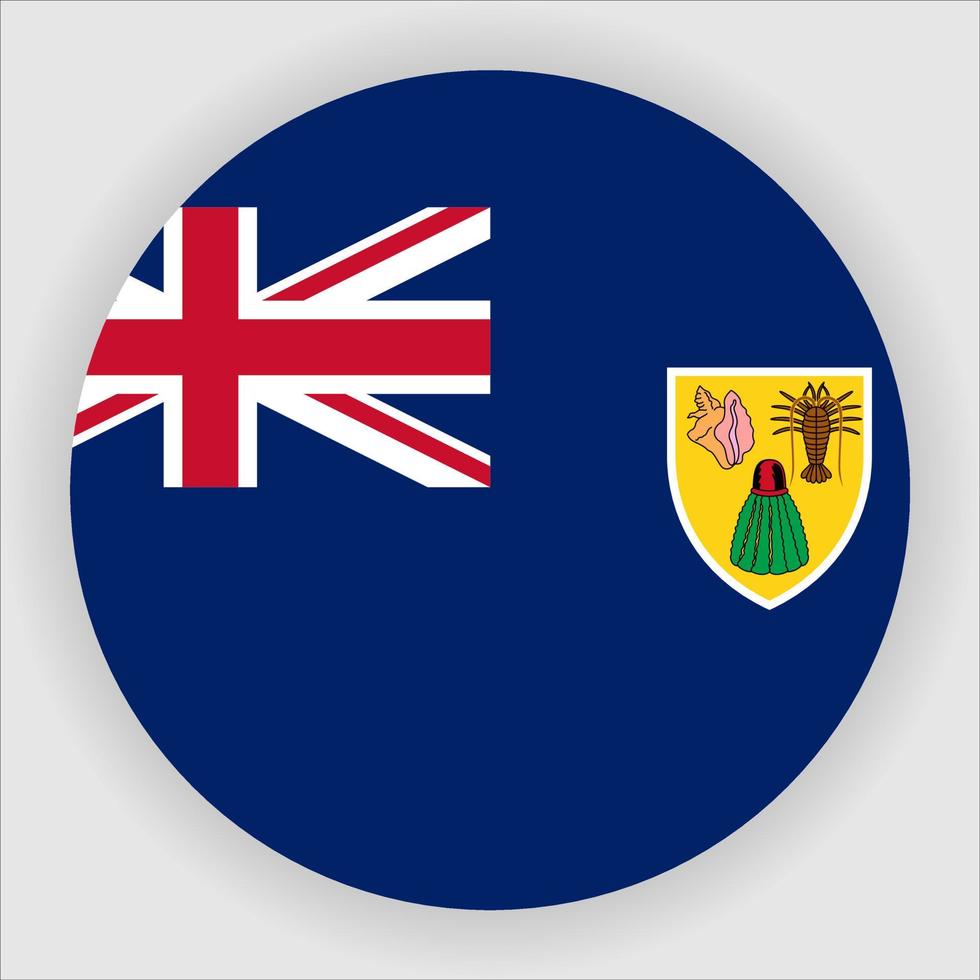 Turks and Caicos Flat Rounded National Flag Icon Vector