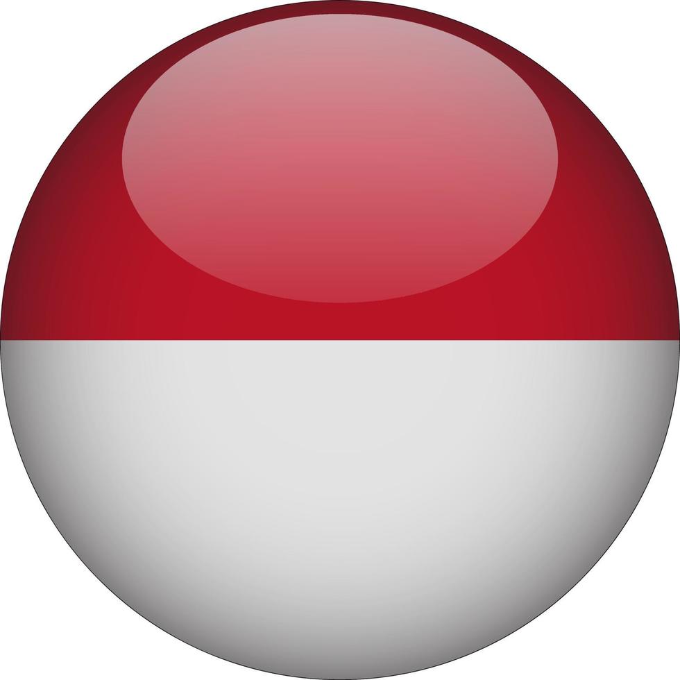 Monaco 3D Rounded National Flag Button Icon Illustration vector