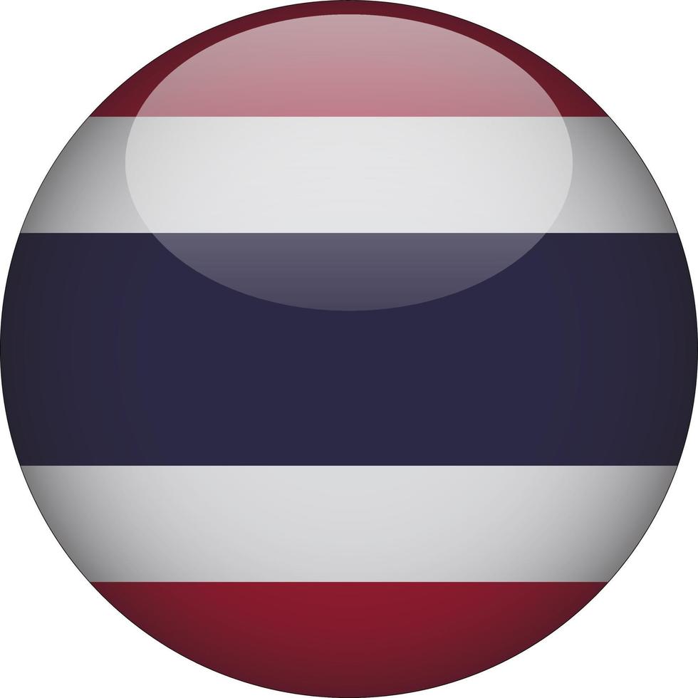 Thailand 3D Rounded National Flag Button Icon vector