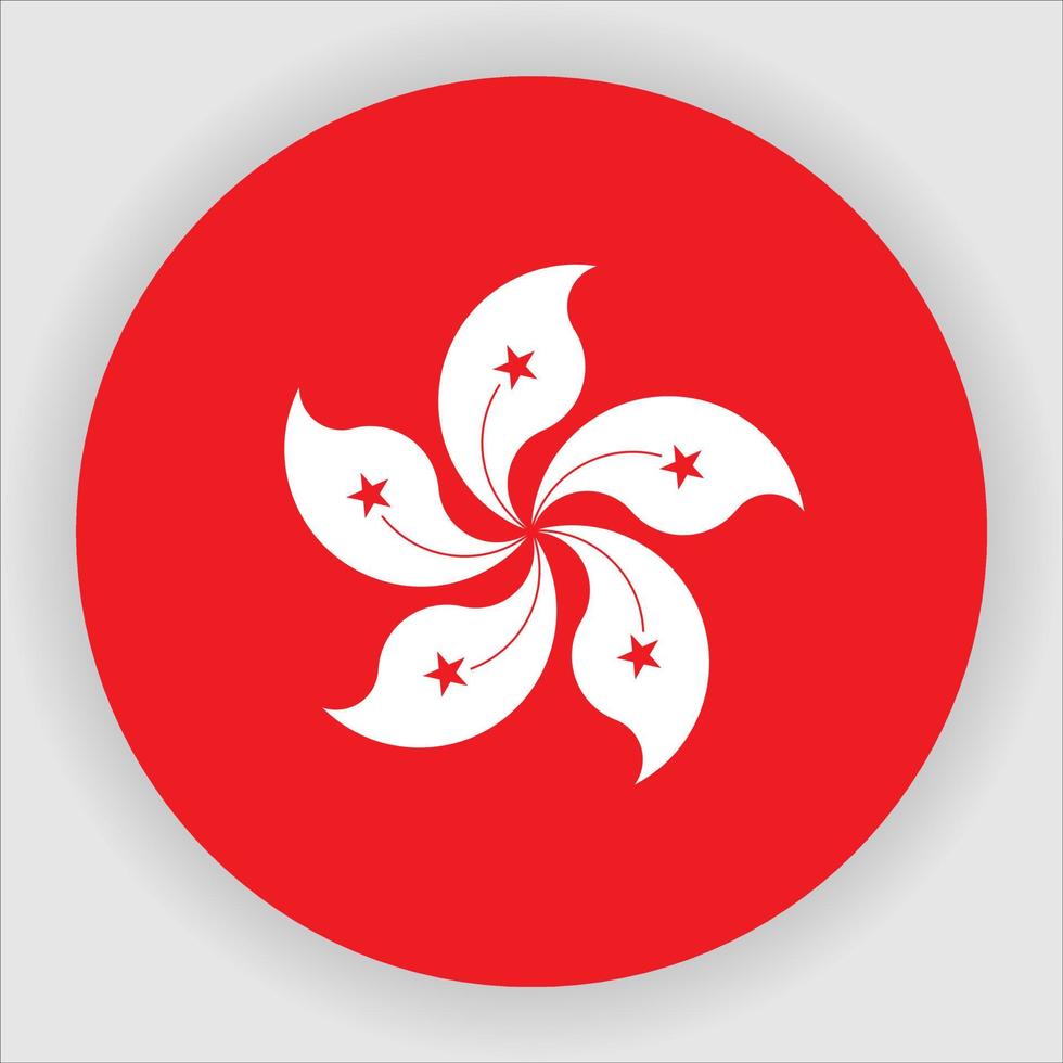 Hong Kong Flat Rounded National Flag Icon Vector