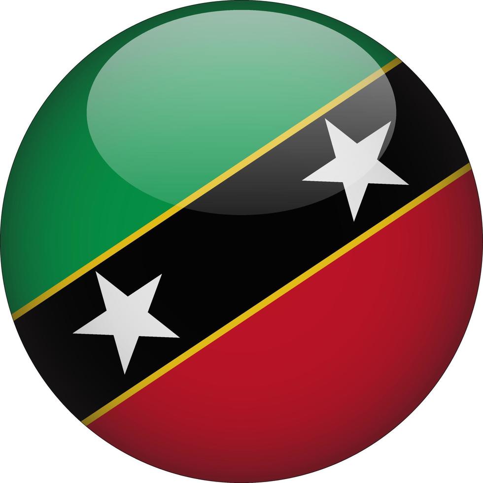 Saint Kitts y Nevis 3d icono de botón de bandera nacional redondeada vector